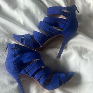BCBG Blue suede strappy heels 
Size 8
Excellent condition